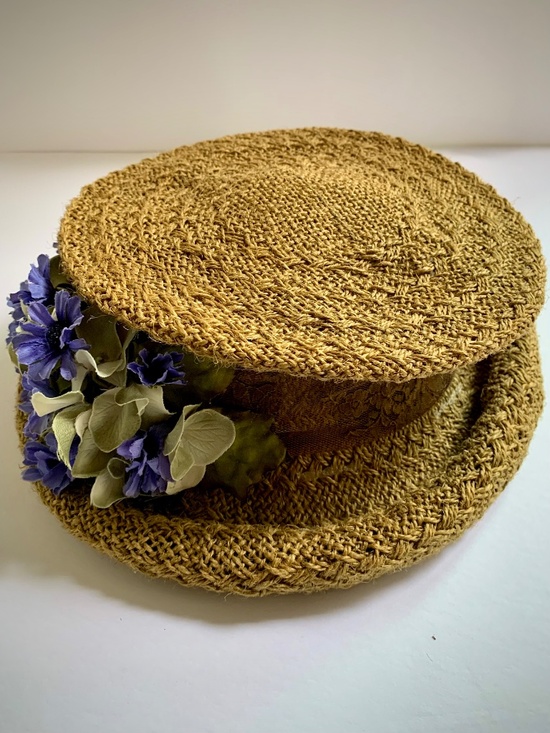 Vintage L.D. Trends San Diego Straw Hat with Floral Embellishment